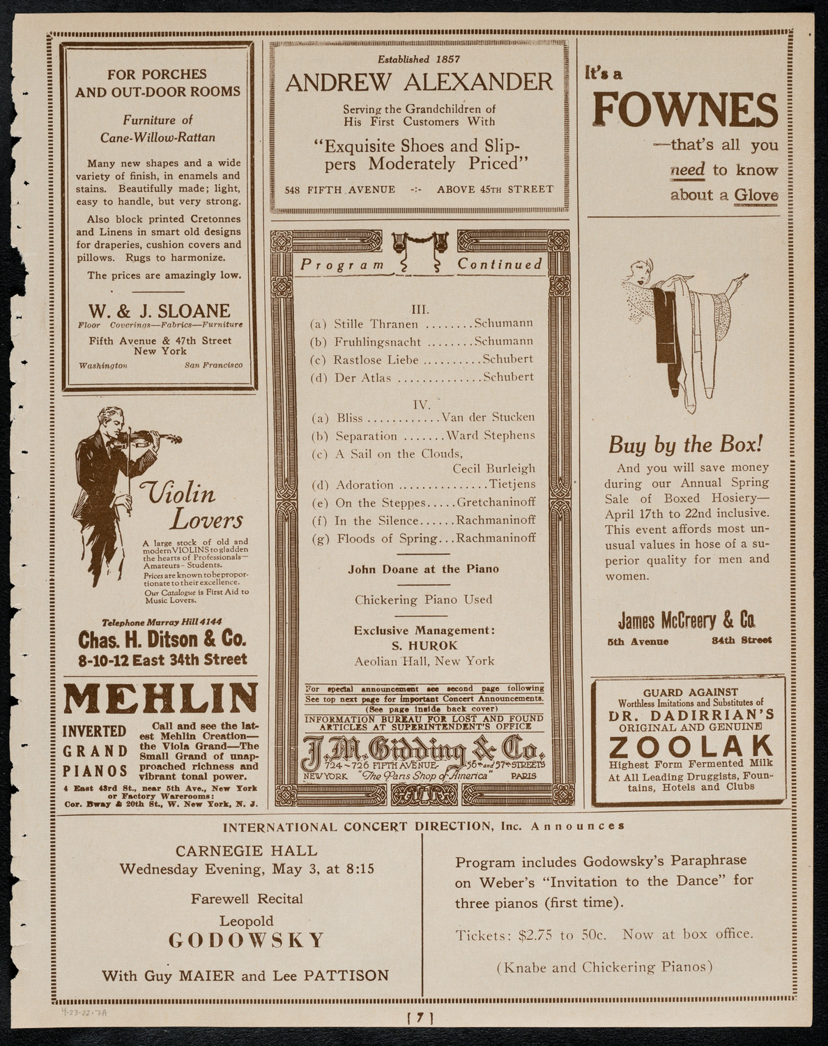 Marjorie Squires, Contralto, April 23, 1922, program page 7