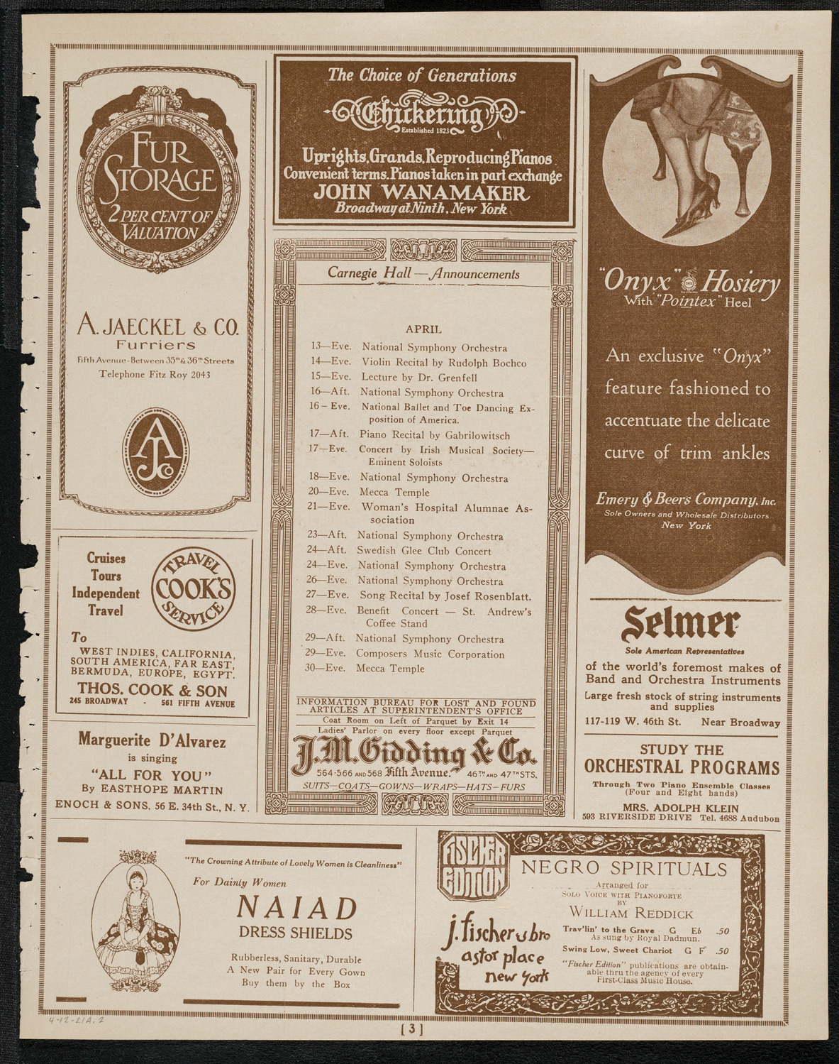 New York Banks' Glee Club, April 12, 1921, program page 3