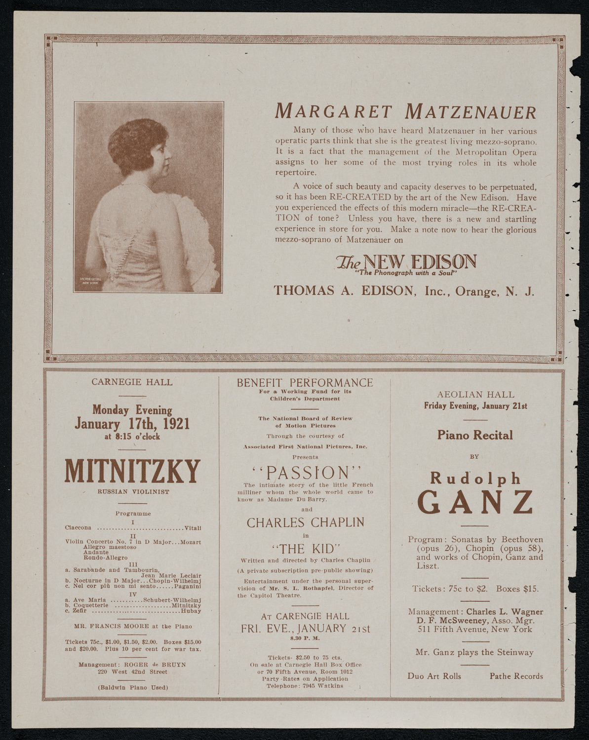 National Symphony Orchestra, January 14, 1921, program page 2