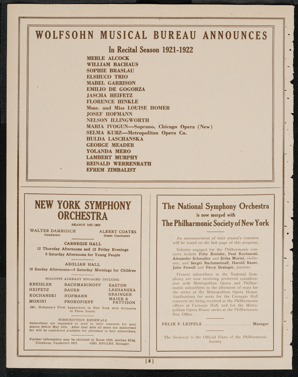 Students of the Malkin Music School, May 8, 1921, program page 8