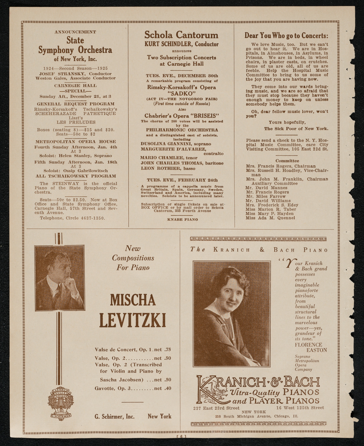 New York Symphony Orchestra, December 19, 1924, program page 6