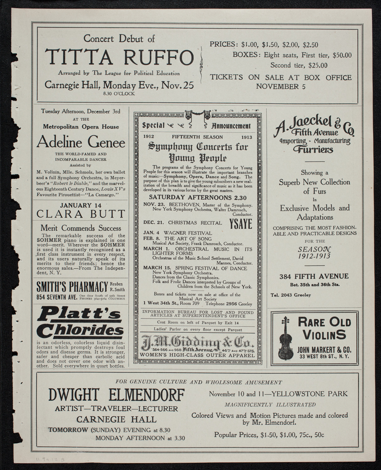 Boston Symphony Orchestra, November 9, 1912, program page 9