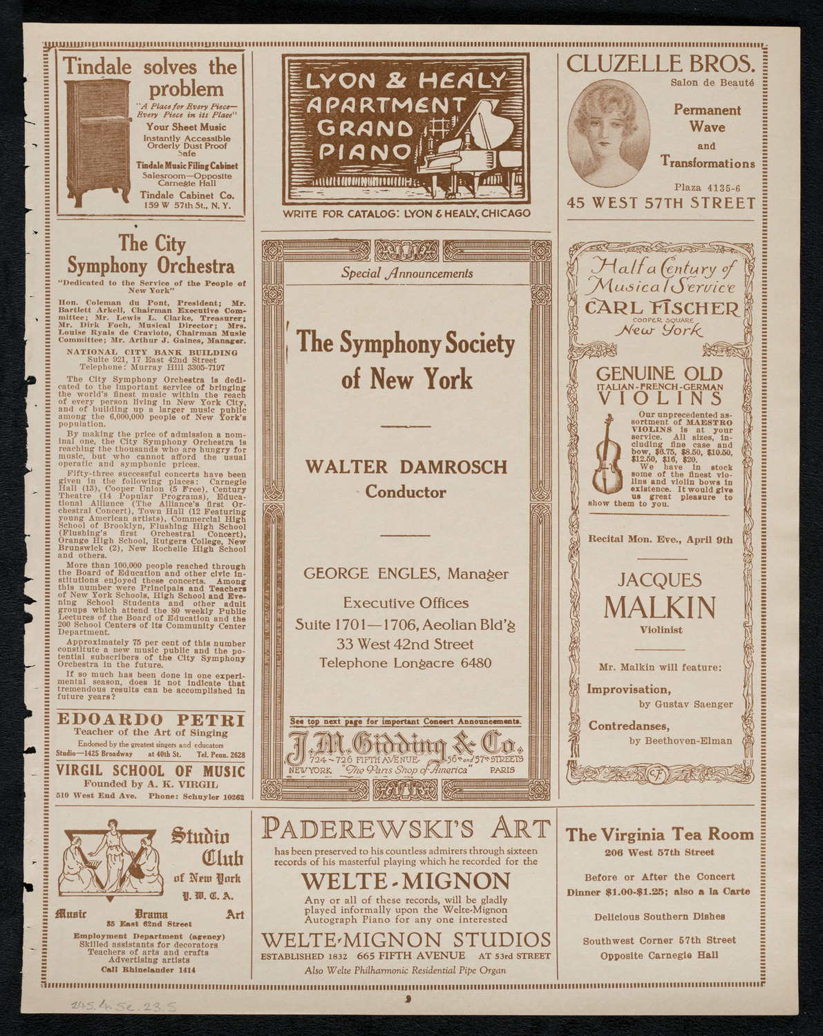 Boston Symphony Orchestra, April 5, 1923, program page 9