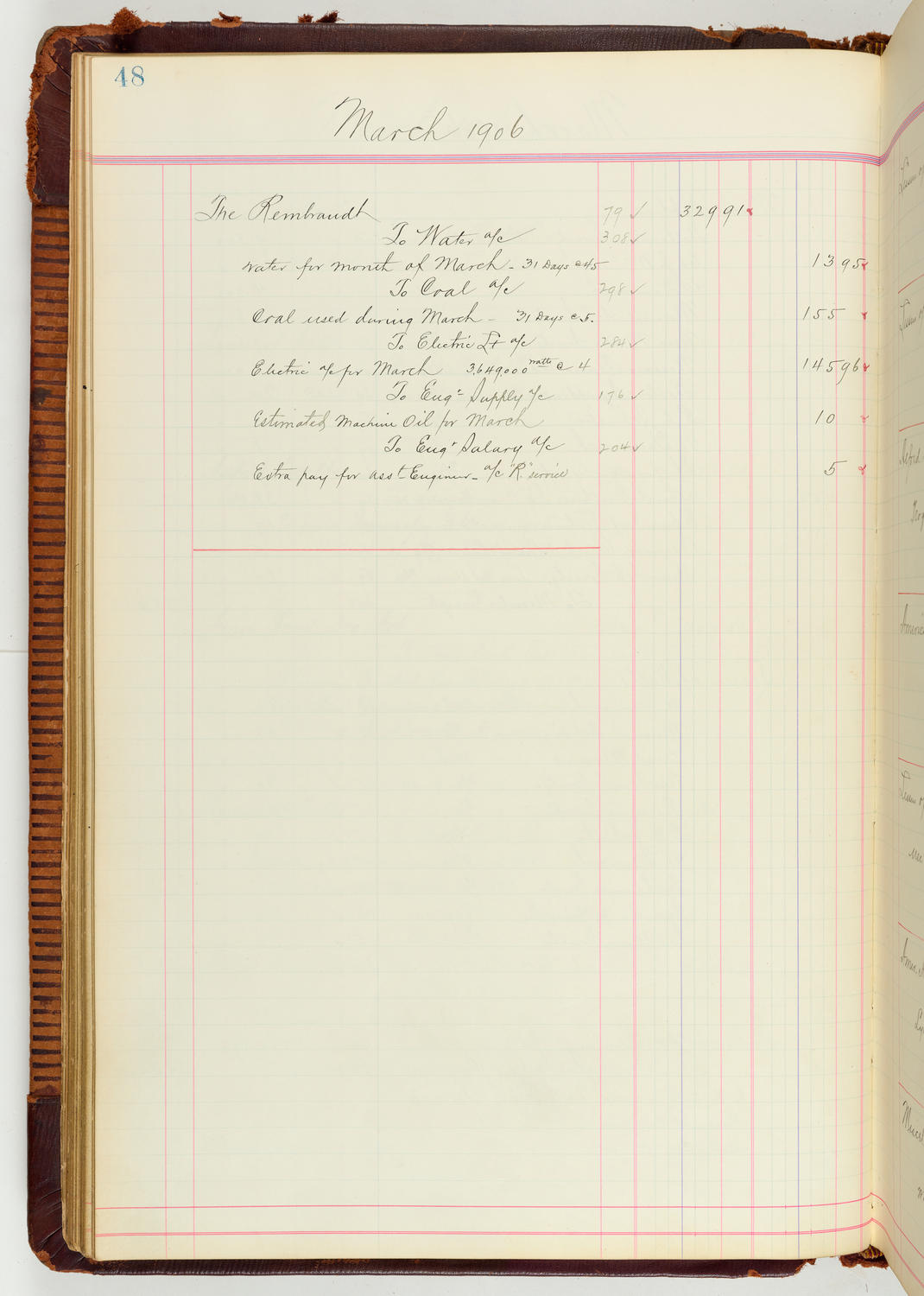 Music Hall Accounting Ledger Journal, volume 7, page 48
