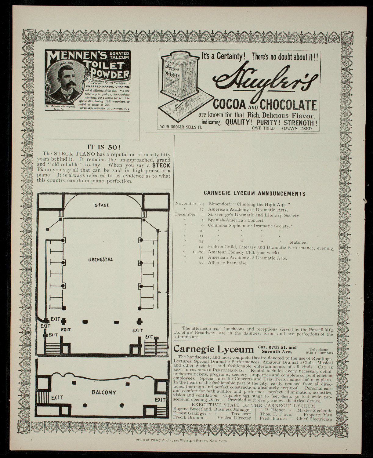 Leah Barbe with others, November 20, 1903, program page 4