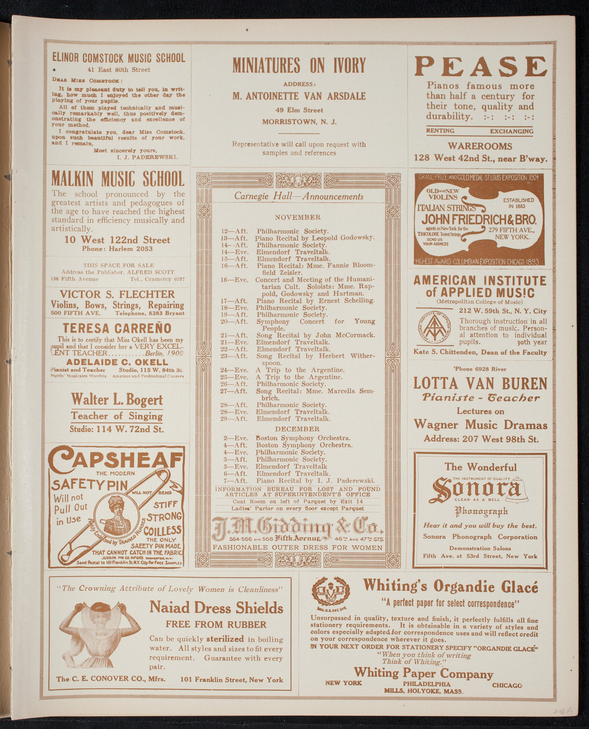 New York Philharmonic, November 11, 1915, program page 3