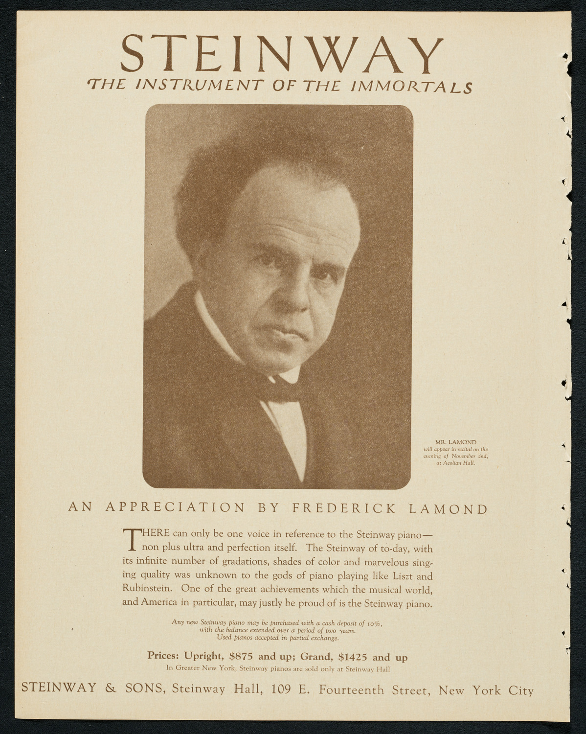 Albert Spalding, Violin, November 4, 1923, program page 4