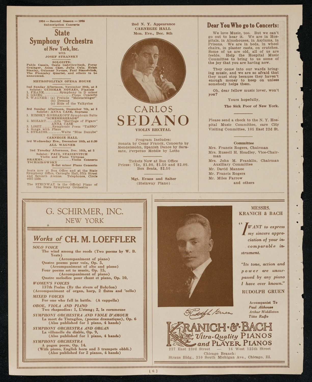 Roland Hayes, Tenor, November 28, 1924, program page 6