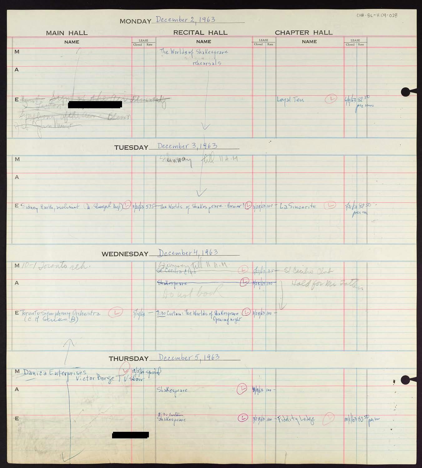 Carnegie Hall Booking Ledger, volume 9, page 28