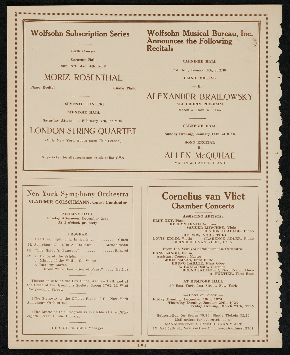 State Symphony Orchestra of New York, December 16, 1924, program page 8