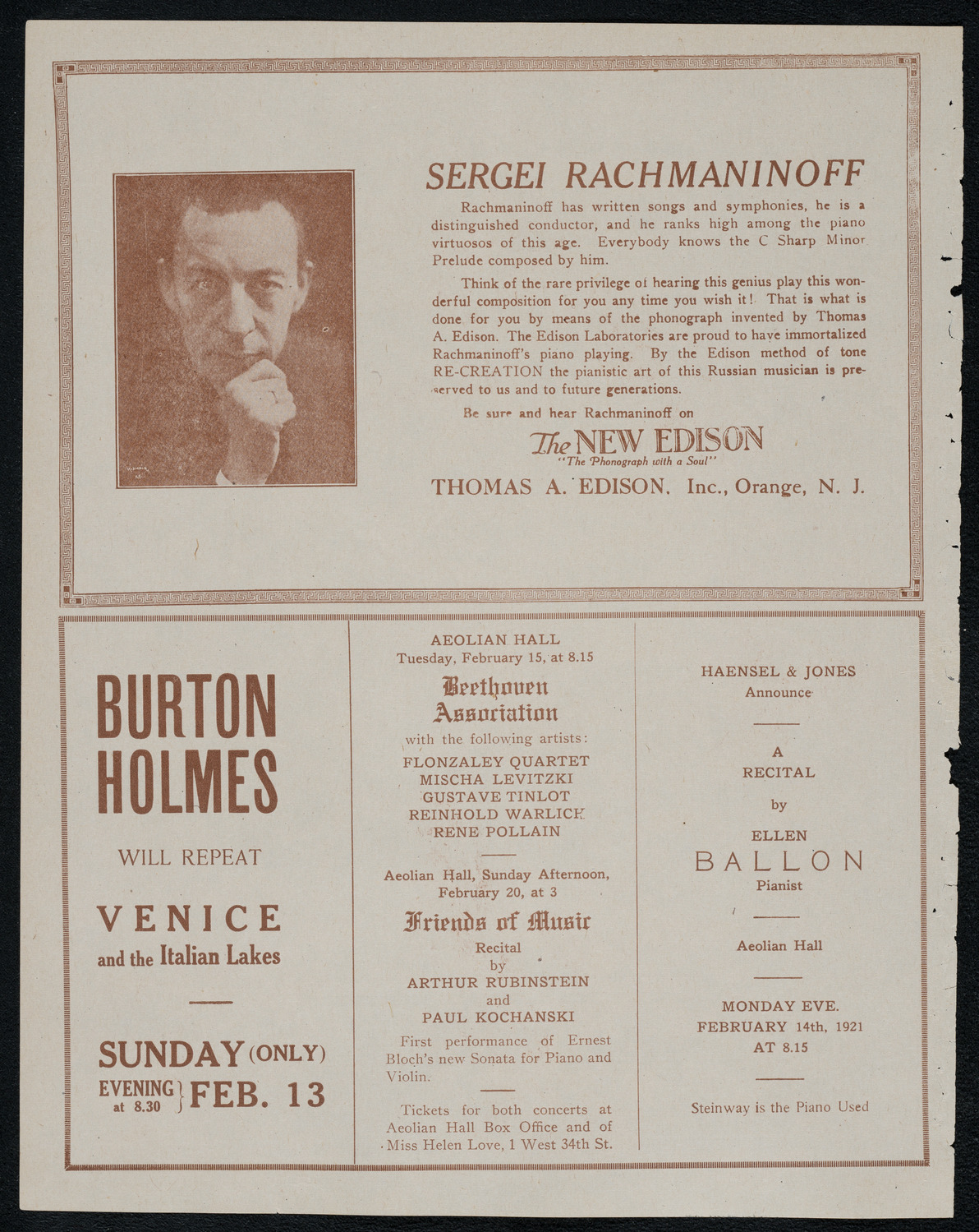 New York Symphony Orchestra, February 10, 1921, program page 2