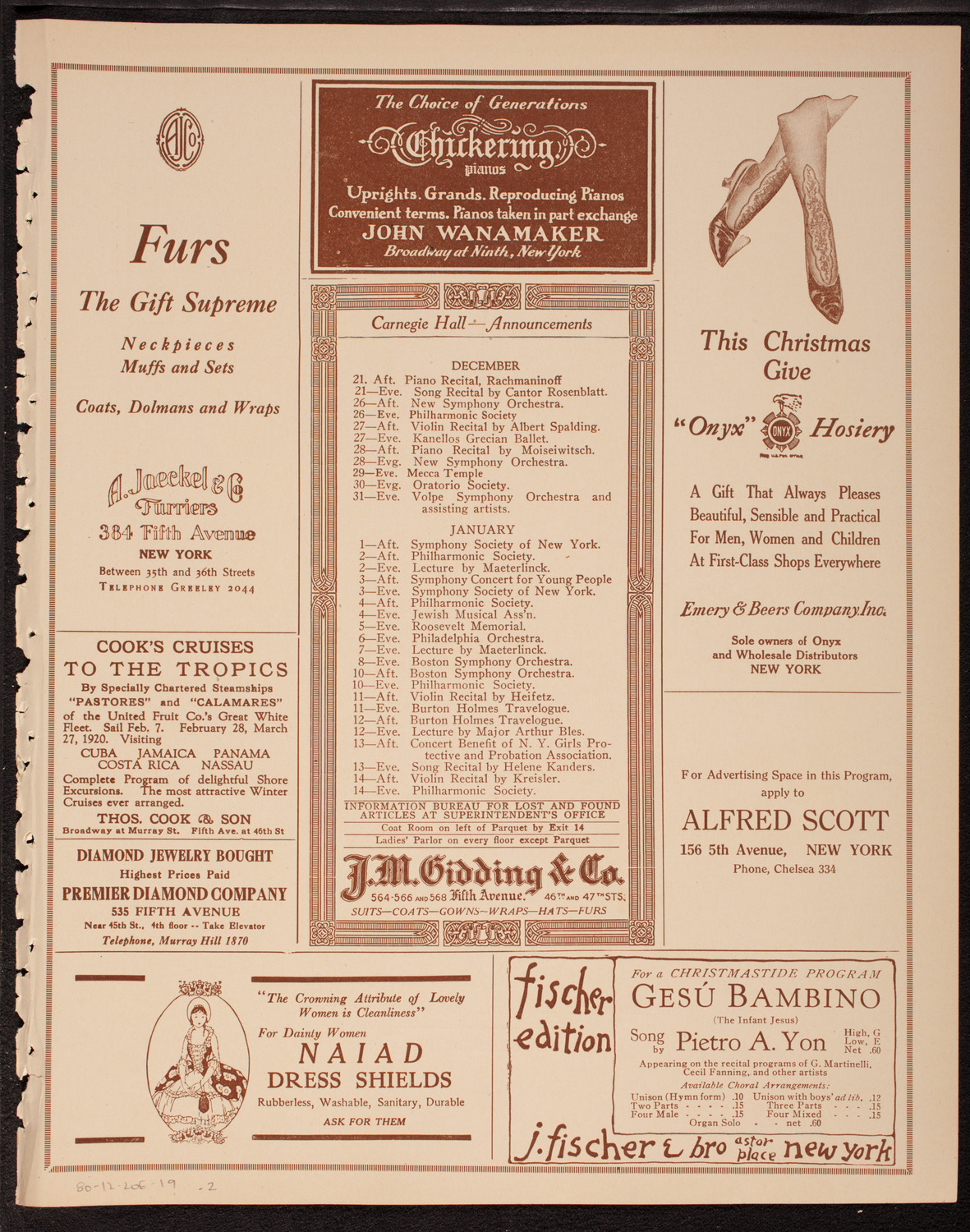 Italian Lyric Federation Vocal and Instrumental Concert, December 20, 1919, program page 3