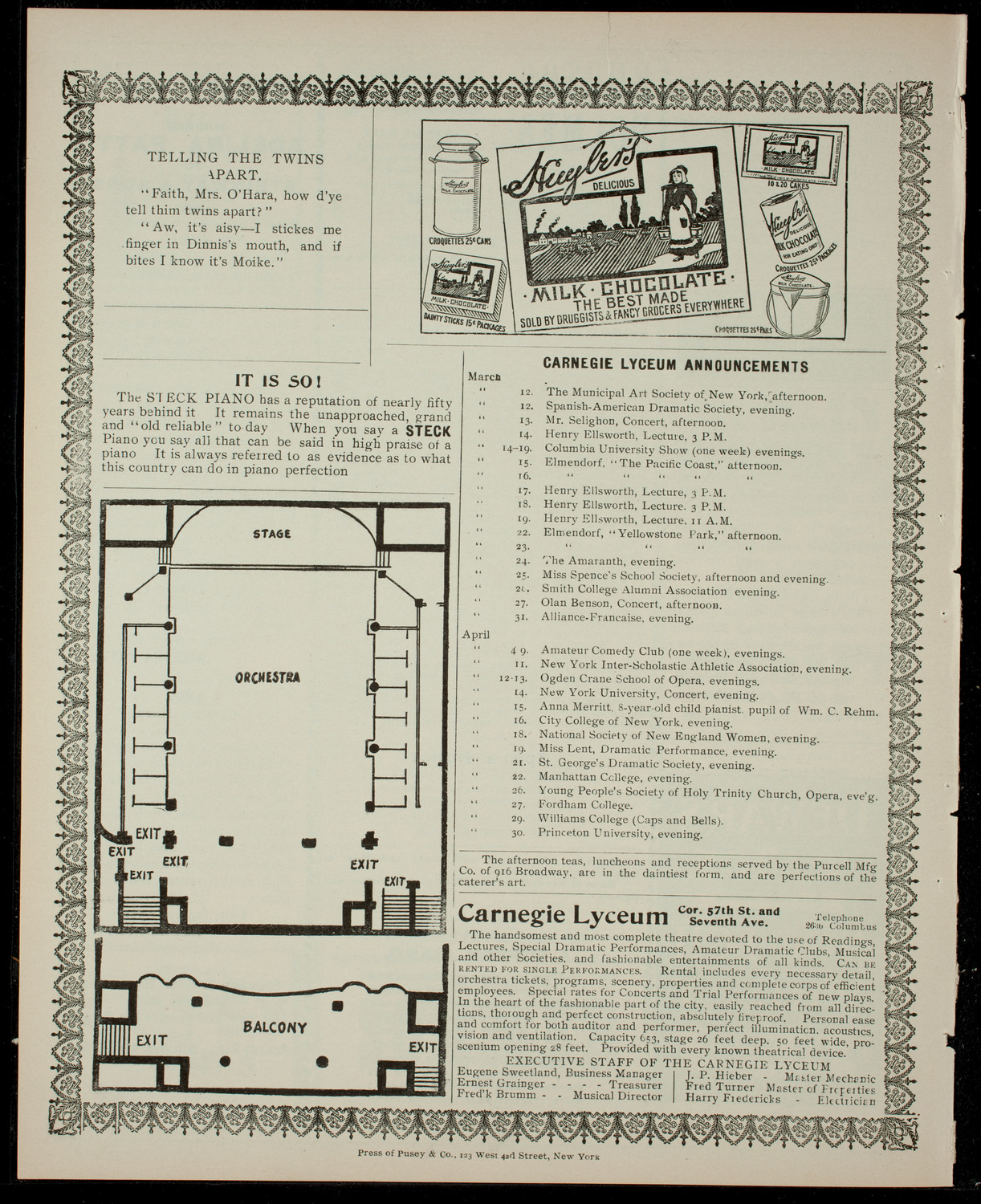 Lecture by Henry Ellsworth, March 12, 1904, program page 4