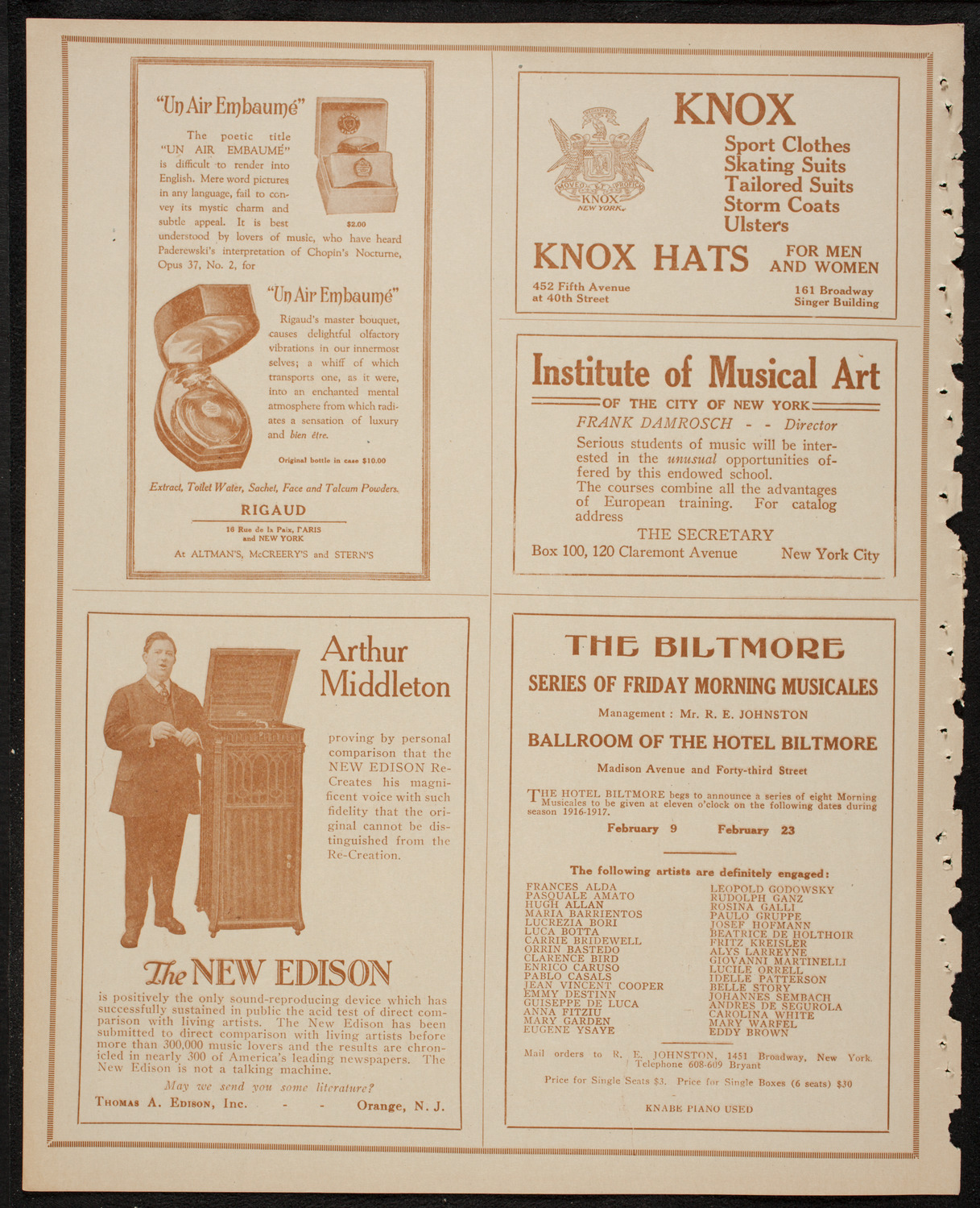 Meeting: The Humanitarian Cult, January 30, 1917, program page 2