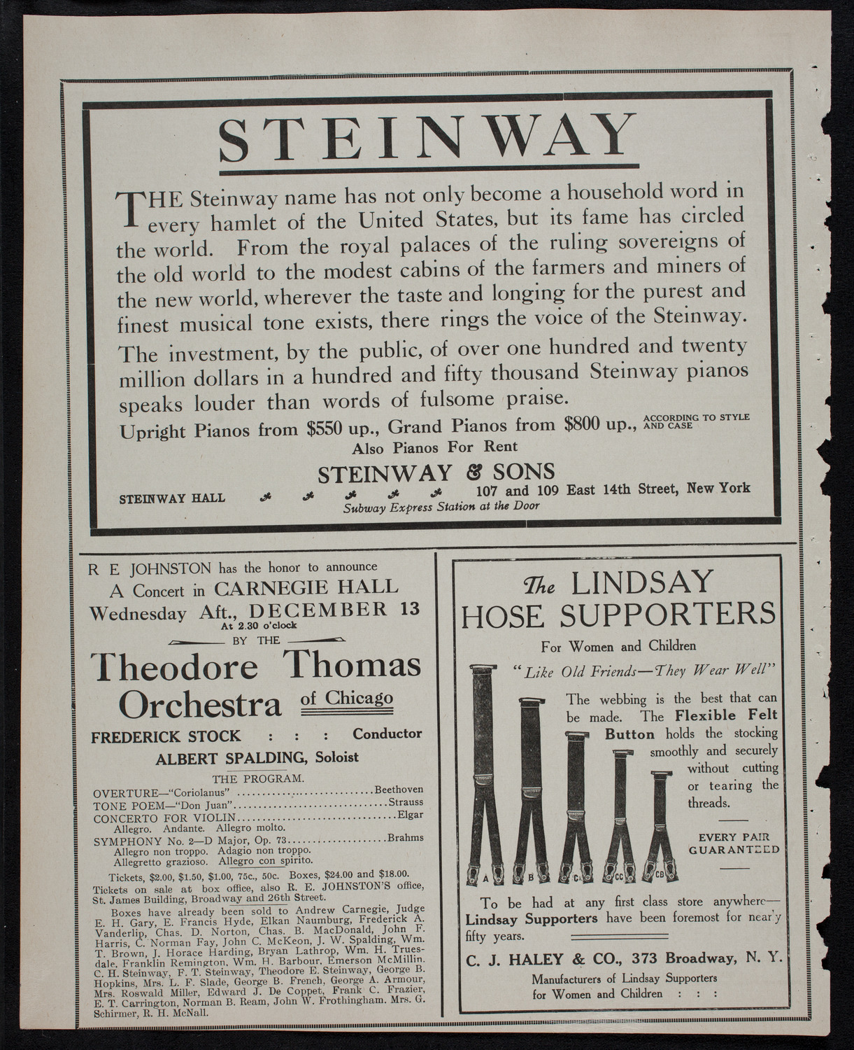 New York Philharmonic, December 10, 1911, program page 4