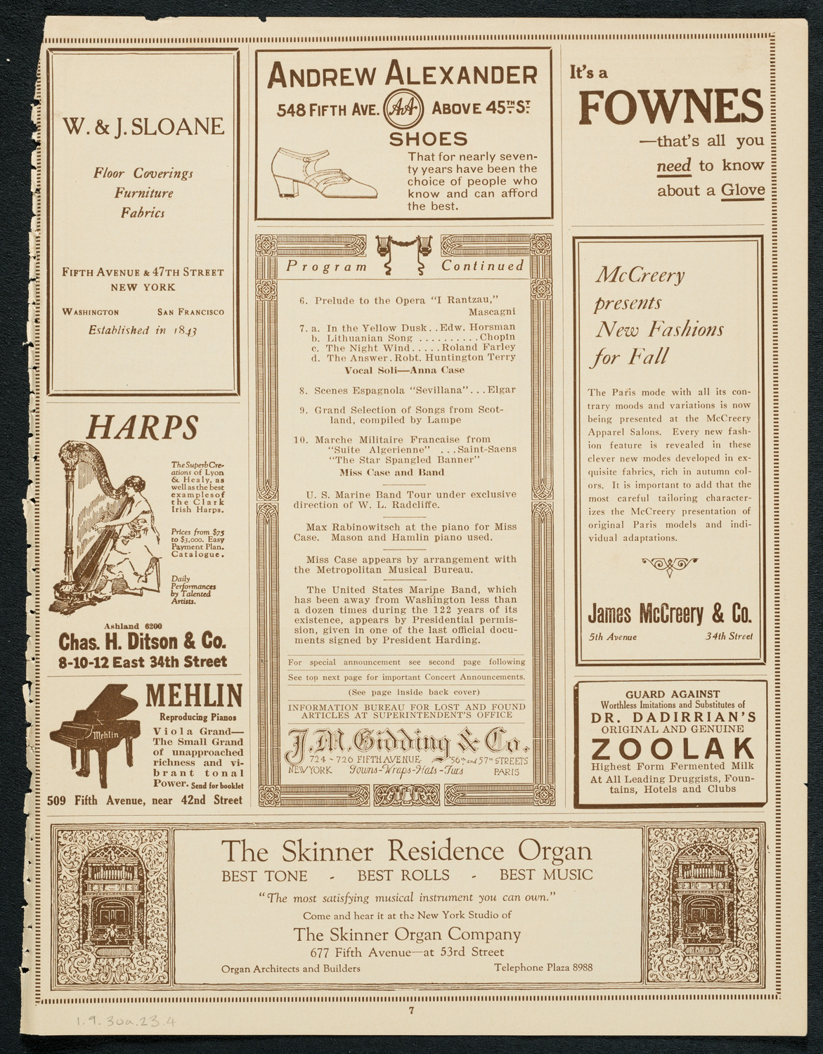 U.S. Marine Band, September 30, 1923, program page 7