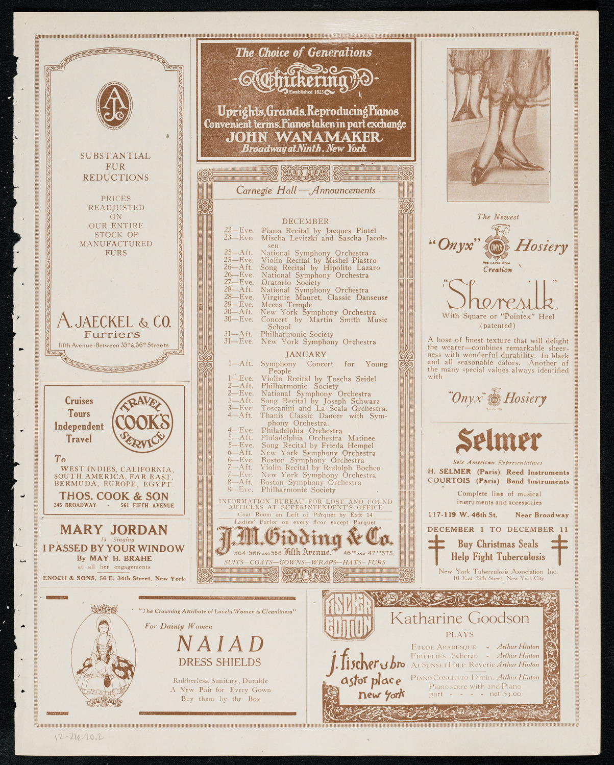 Philadelphia Orchestra, December 21, 1920, program page 3