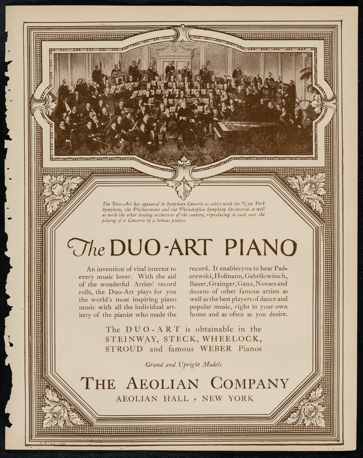 New York Philharmonic, April 8, 1922, program page 11