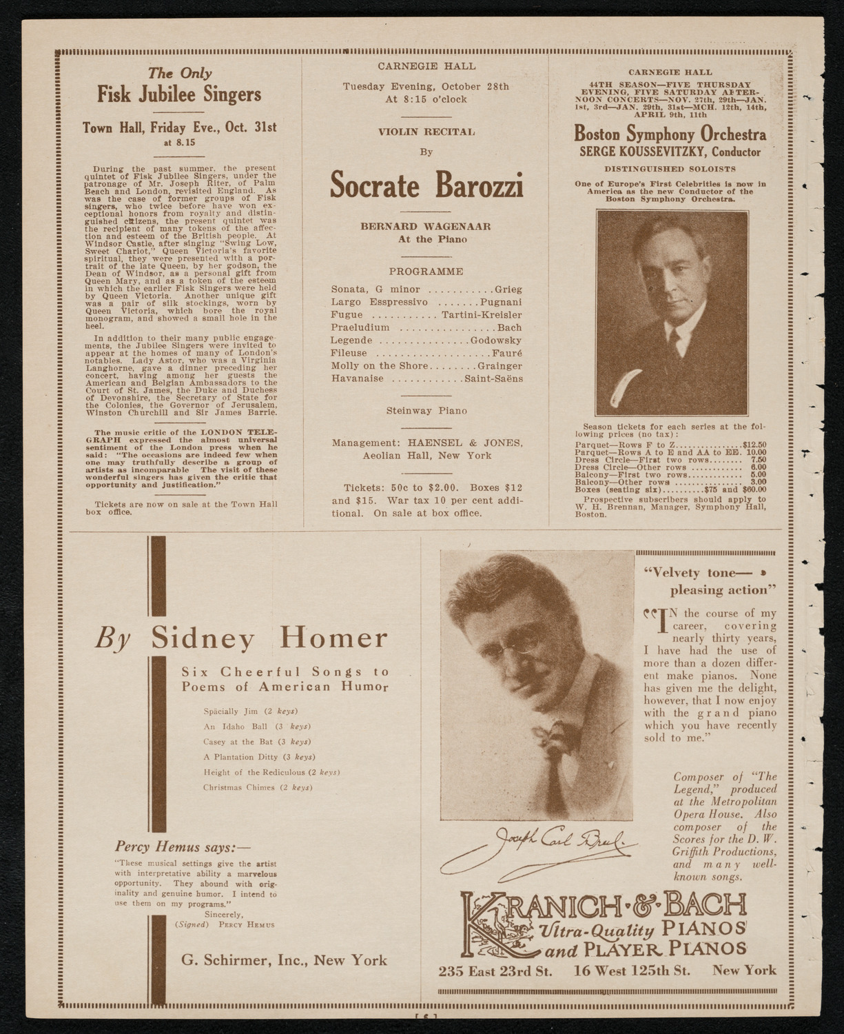 John McCormack, Tenor, October 26, 1924, program page 6