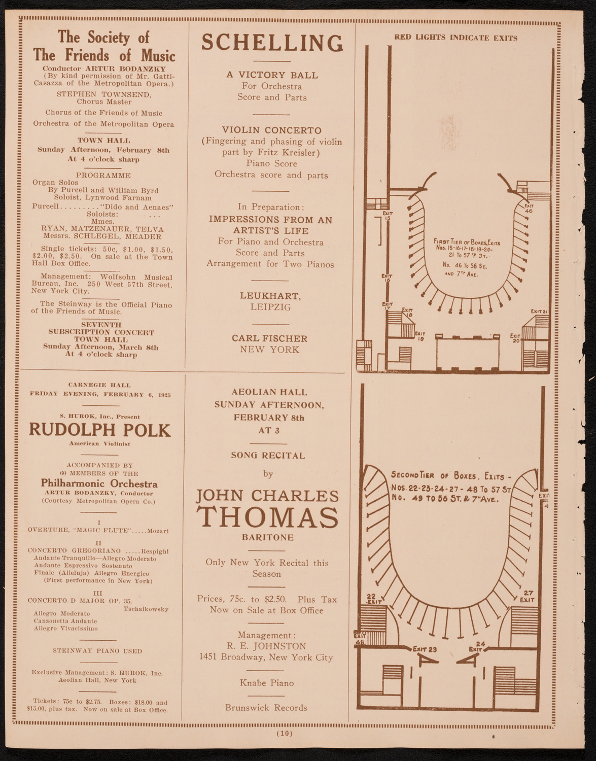 New York Philharmonic, January 30, 1925, program page 10