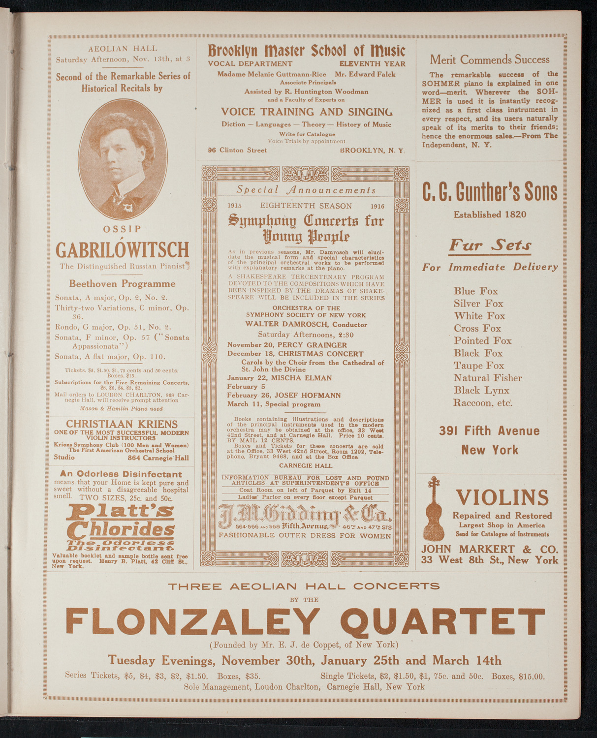 New York Philharmonic, November 11, 1915, program page 9