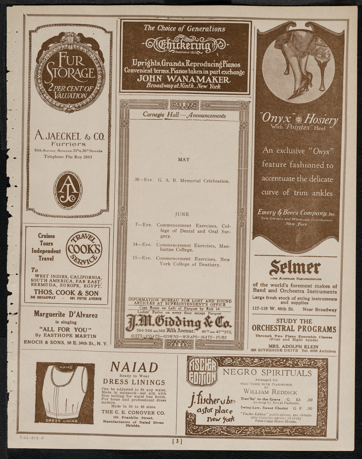 Graduation: Packard Commercial School, May 26, 1921, program page 3