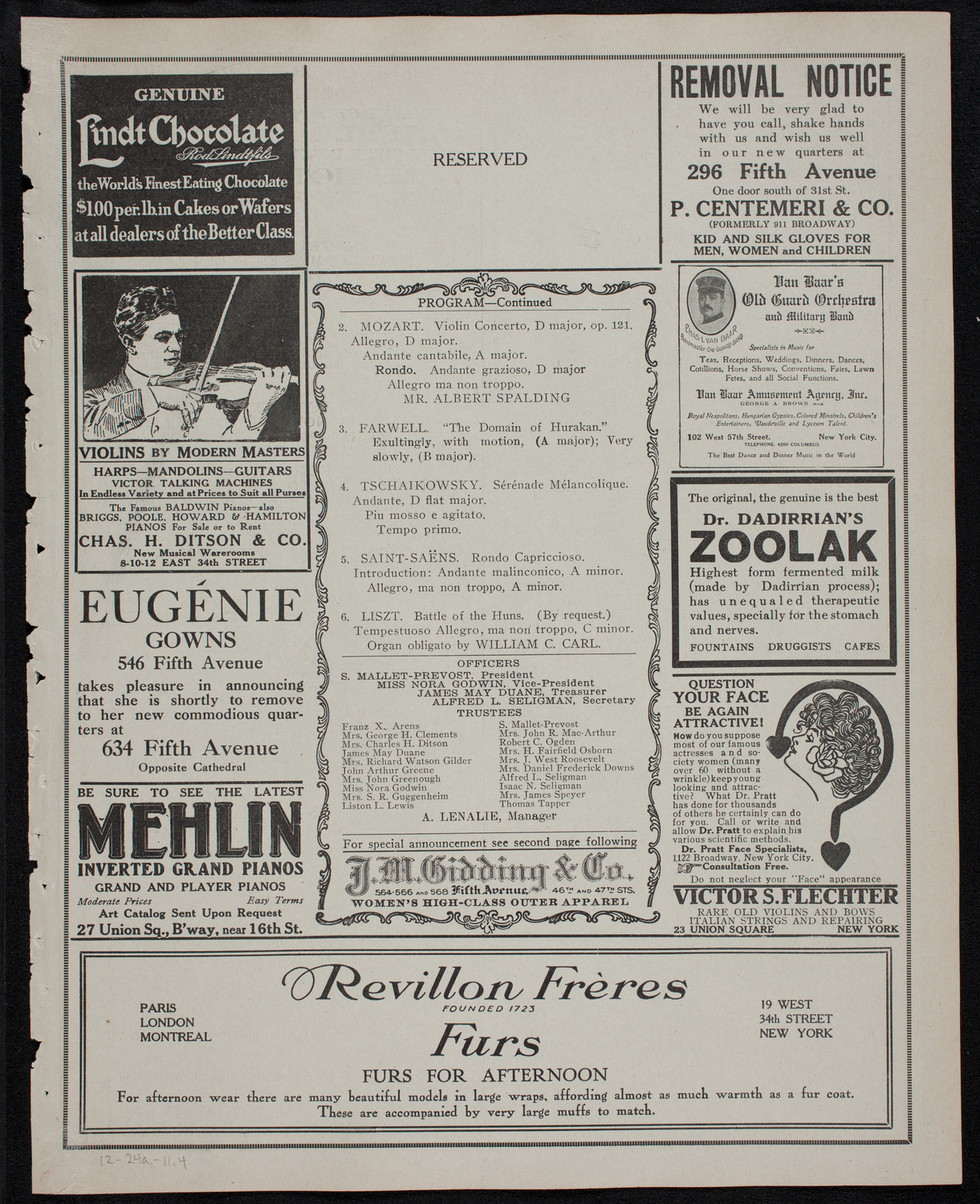 People's Symphony Concert, December 24, 1911, program page 7