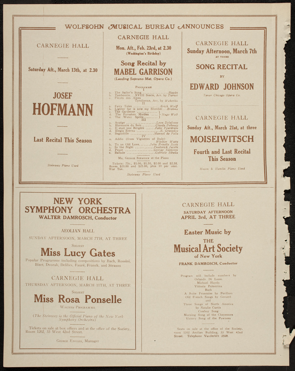 New York Symphony Orchestra, February 21, 1920, program page 8