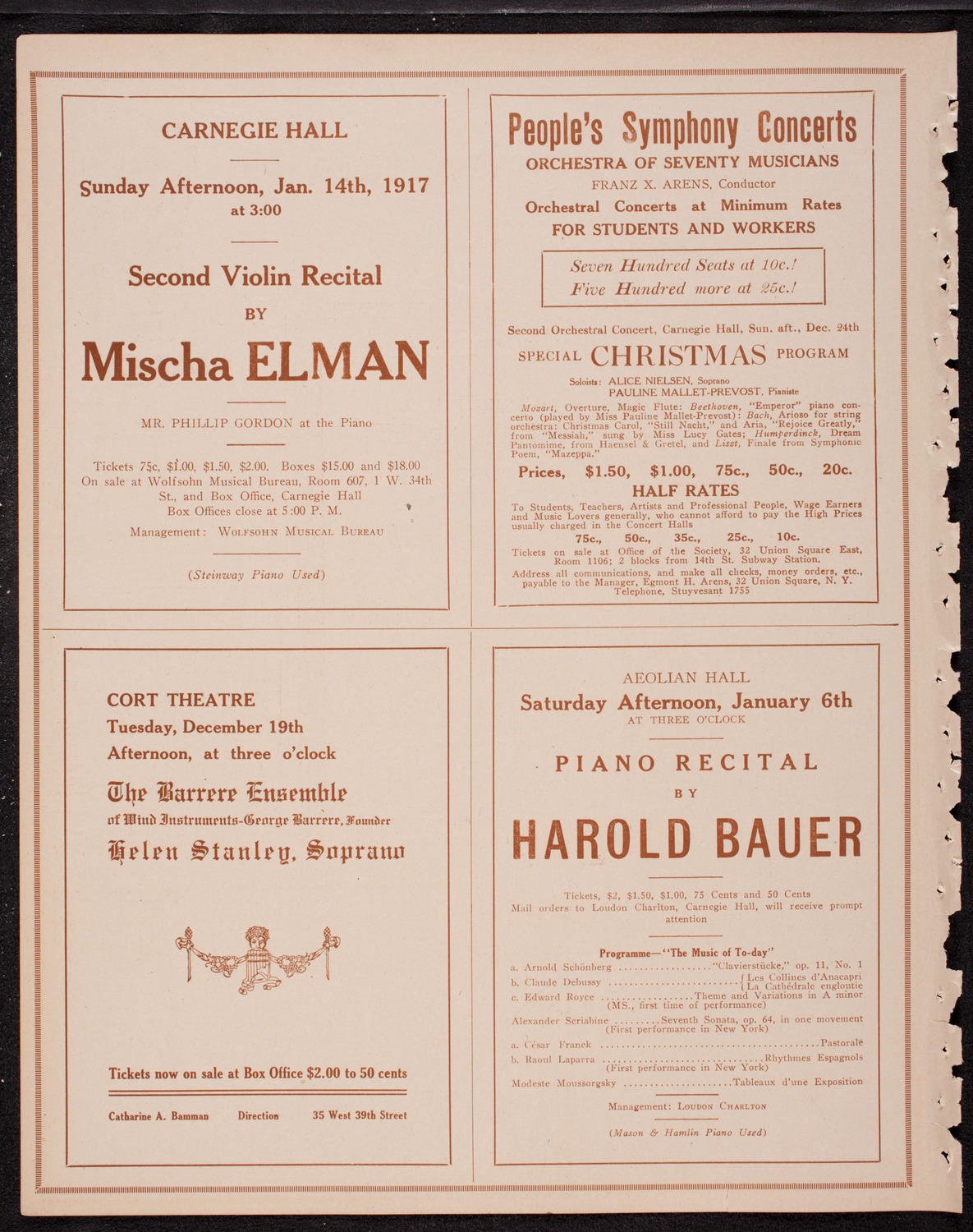 New York Philharmonic, December 17, 1916, program page 10