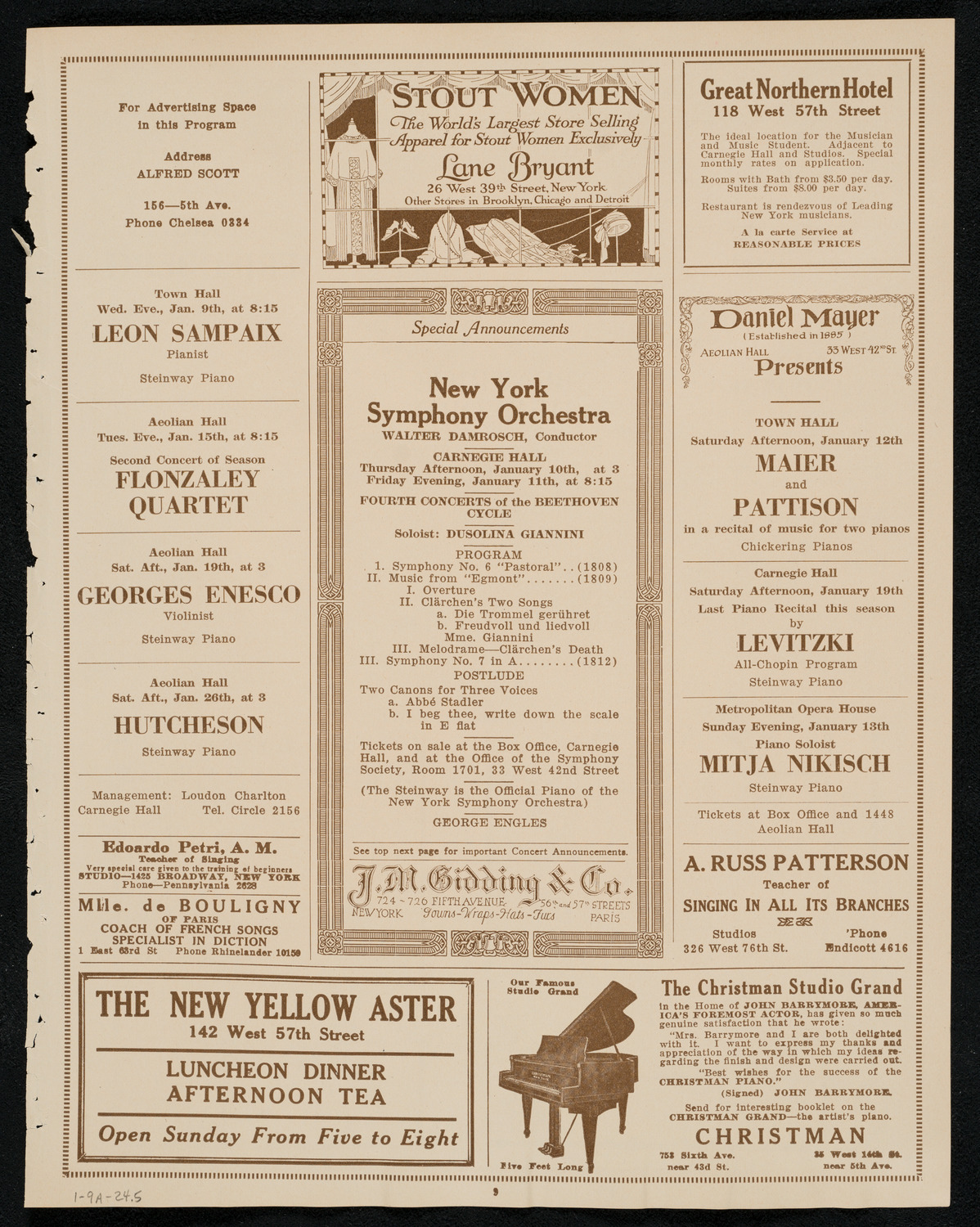 State Symphony Orchestra of New York, January 9, 1924, program page 9