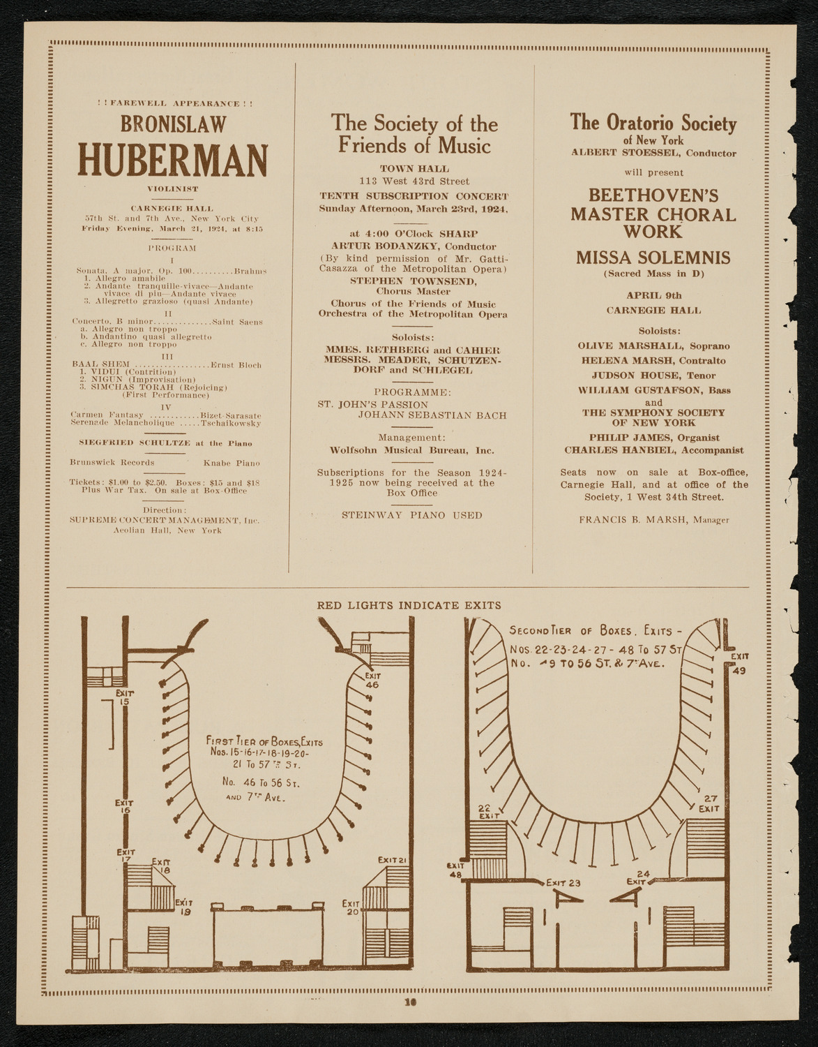 Boston Symphony Orchestra, March 13, 1924, program page 10