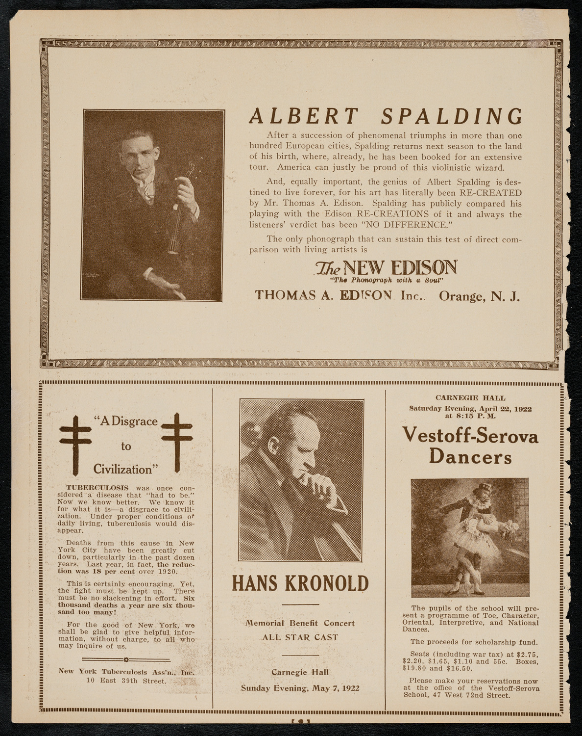 Sir Arthur Conan Doyle, April 12, 1922, program page 2