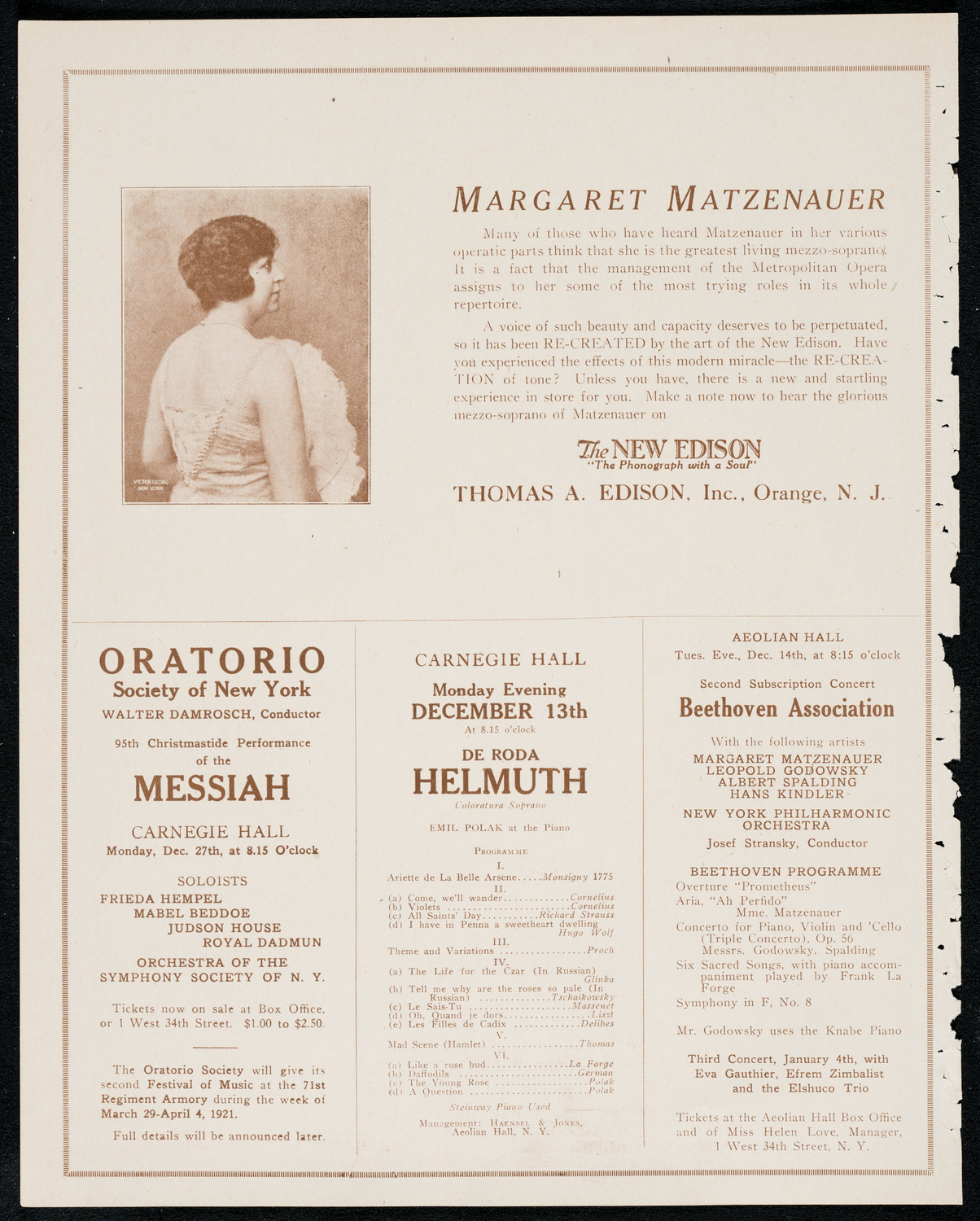New York Symphony Orchestra, December 10, 1920, program page 2