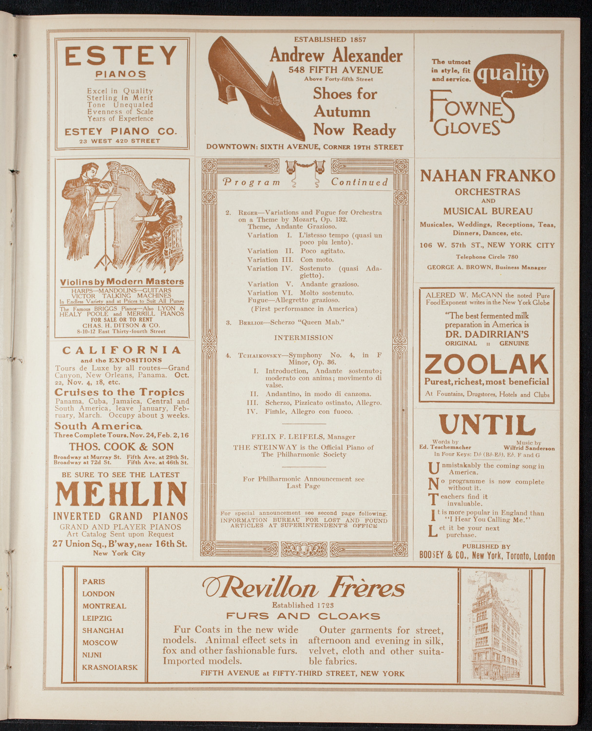 New York Philharmonic, October 28, 1915, program page 7