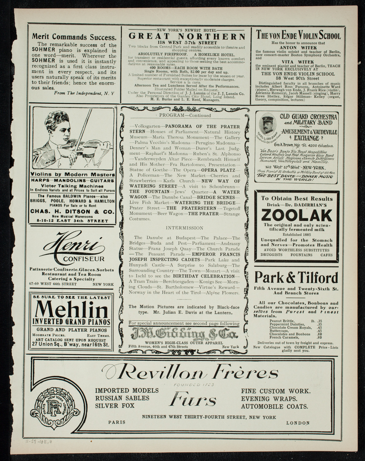 Elmendorf Lecture: Vienna, November 27, 1910, program page 7