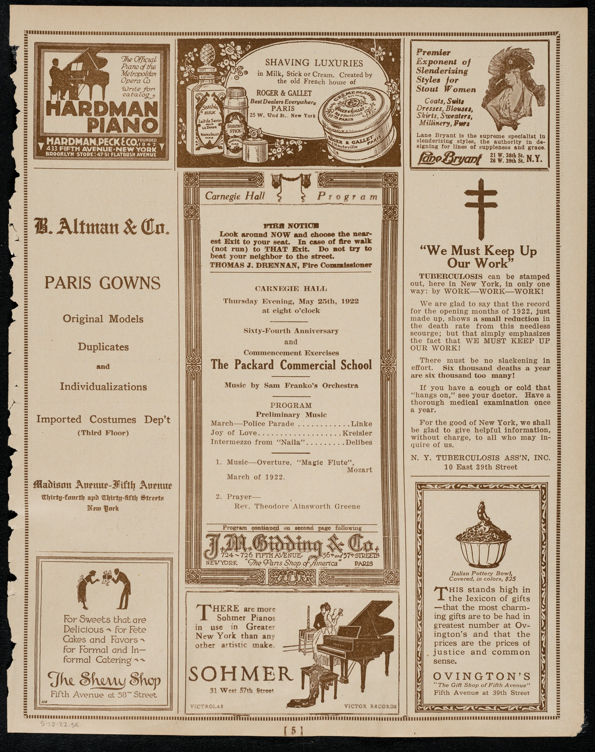 Graduation: Packard Commercial School, May 25, 1922, program page 5