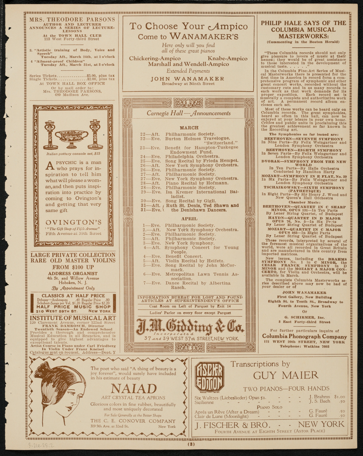 Benefit: Hebrew Home for the Aged, March 21, 1925, program page 3
