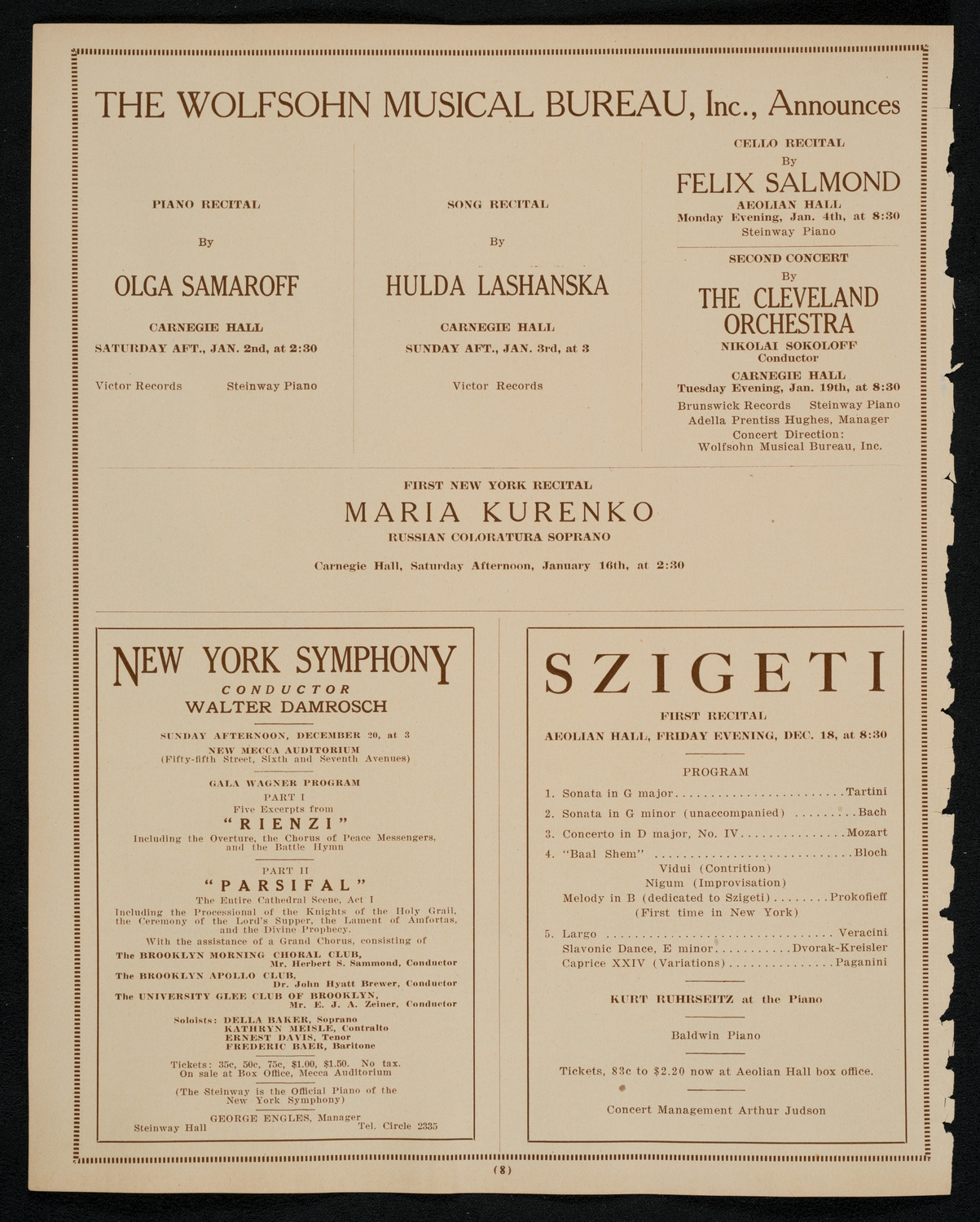 Philadelphia Orchestra, December 15, 1925, program page 8