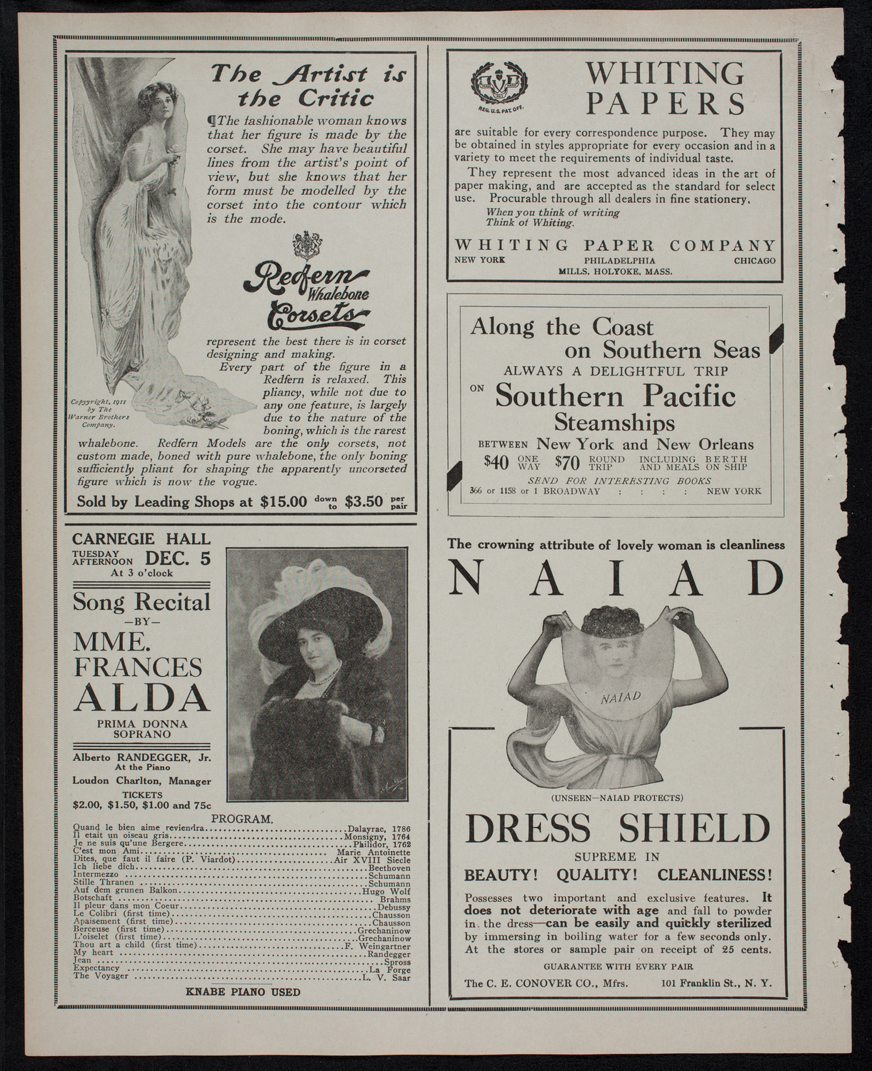 Fannie Bloomfield Zeisler, Piano, December 2, 1911, program page 2