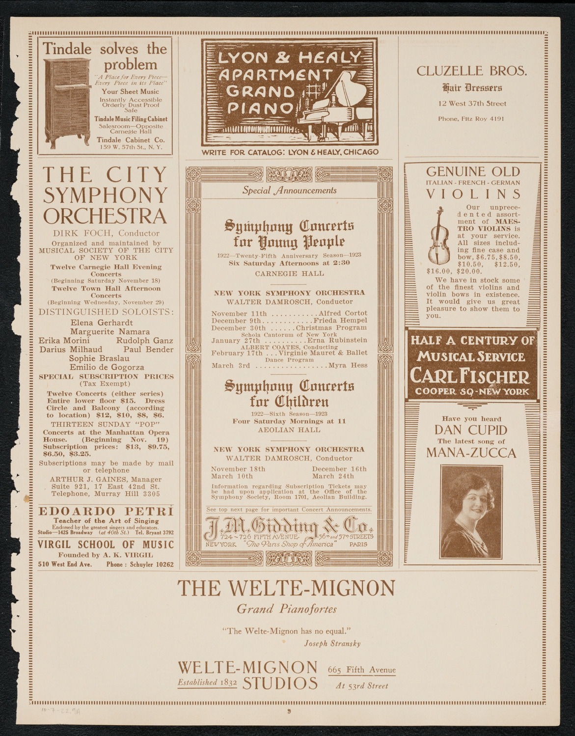 Isadora Duncan, Dancer, with Orchestra, October 7, 1922, program page 9