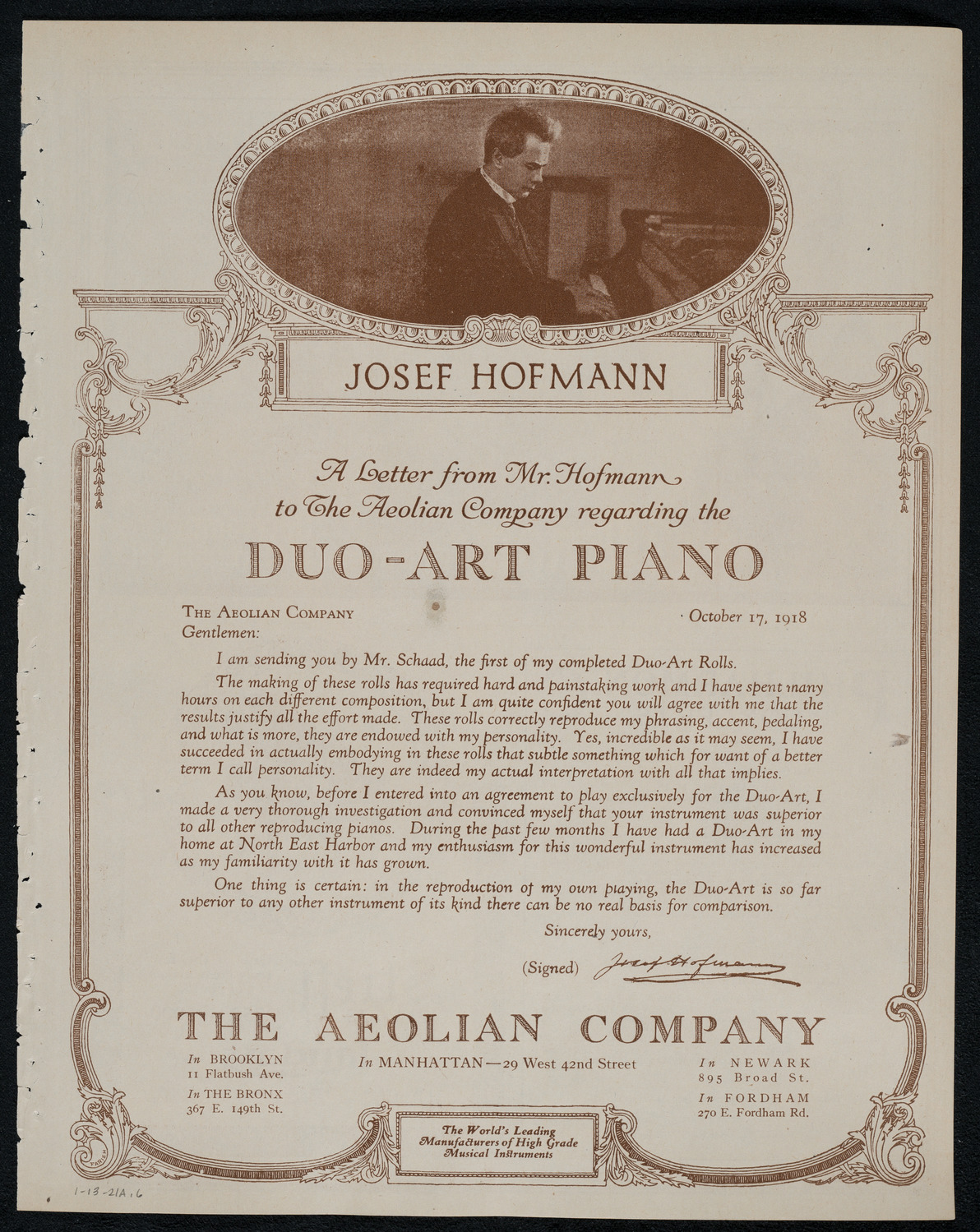 National Symphony Orchestra, January 13, 1921, program page 11