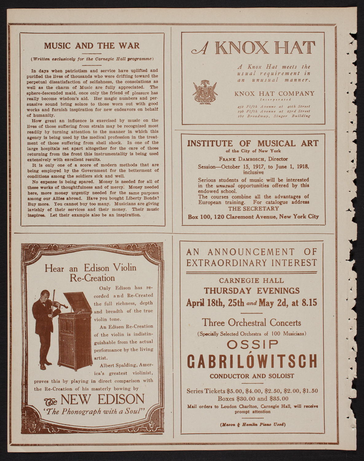 Ossip Gabrilowitsch Orchestral Concert, April 18, 1918, program page 2