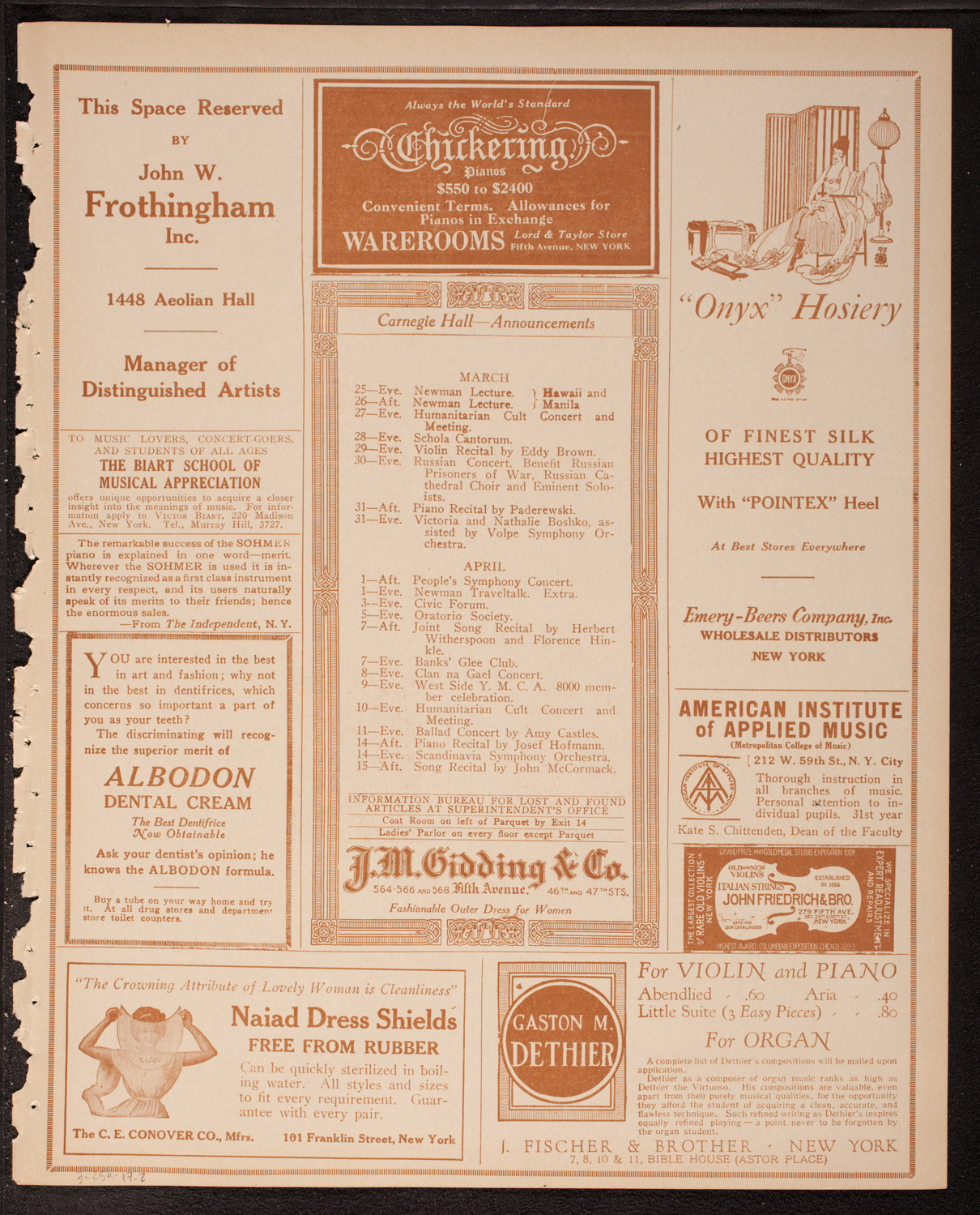 New York Philharmonic, March 25, 1917, program page 3