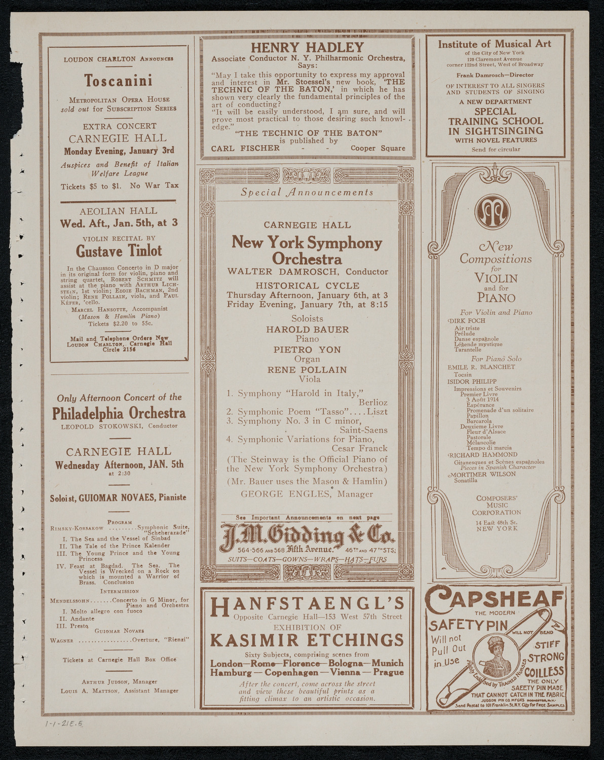 Toscha Seidel, Violin, January 1, 1921, program page 9