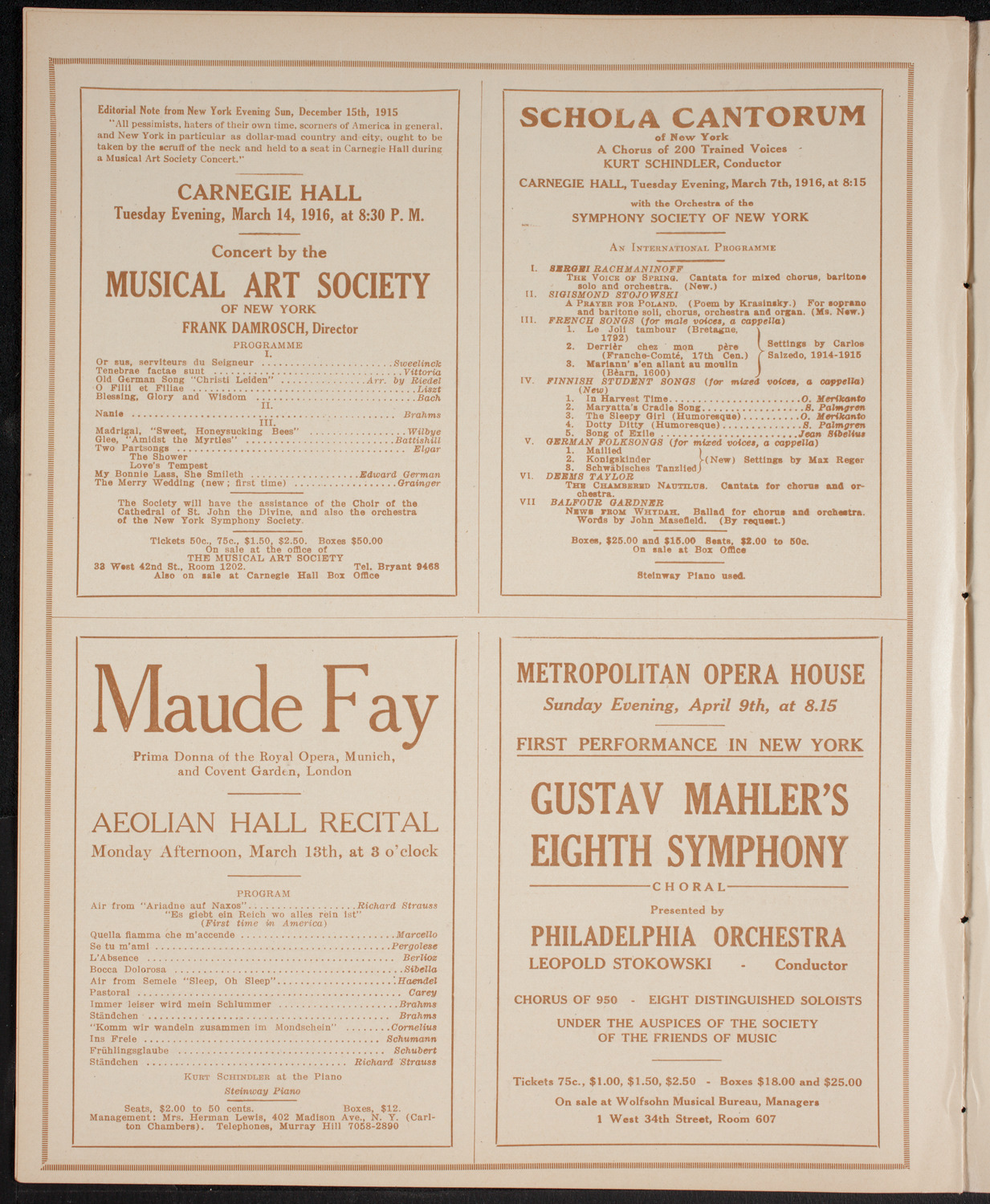 New York Symphony Orchestra, March 4, 1916, program page 10