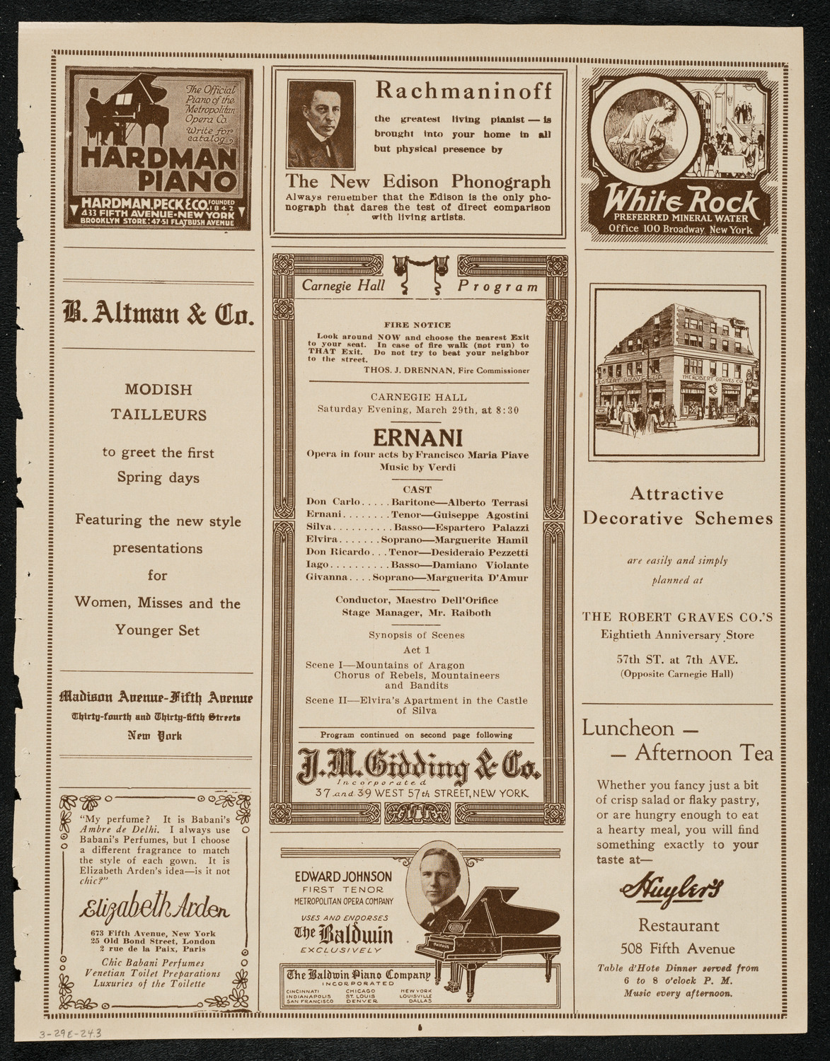 Verdi's "Ernani", March 29, 1924, program page 5