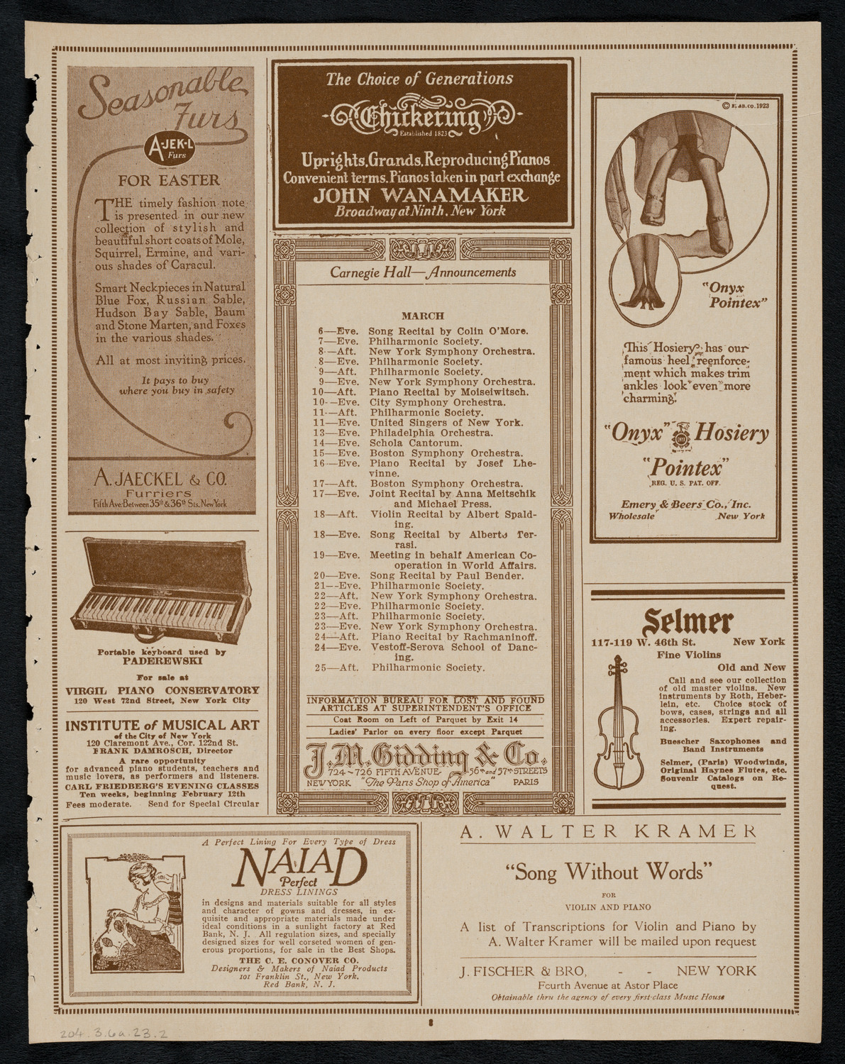 Ruth Posselt, Violin, March 6, 1923, program page 3