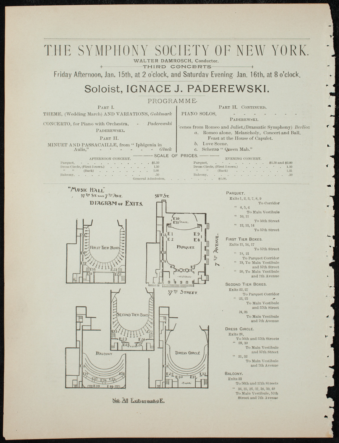 Damrosch Sunday Concert, January 3, 1892, program page 10