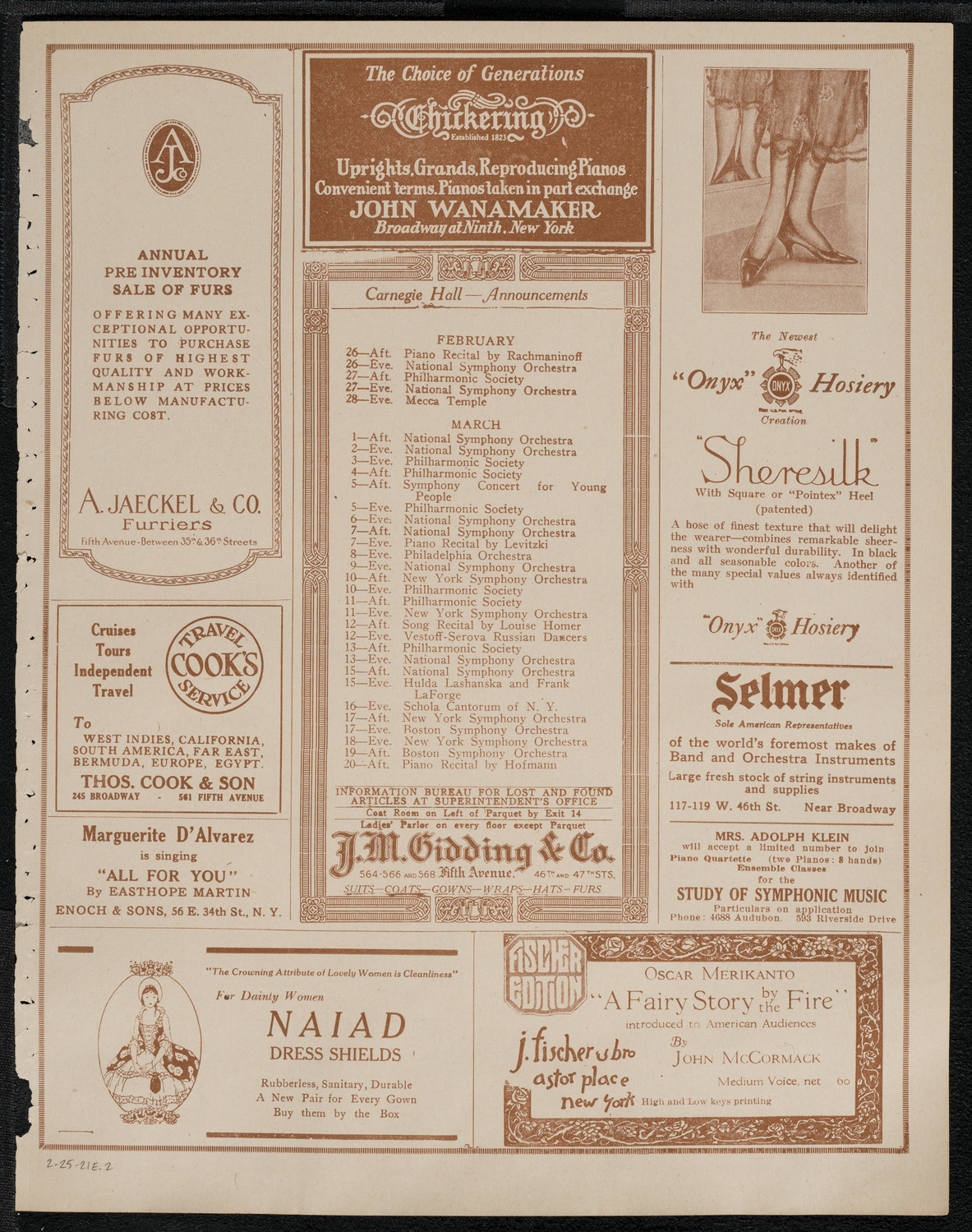 Lecture by Sir Philip Gibbs, February 25, 1921, program page 3