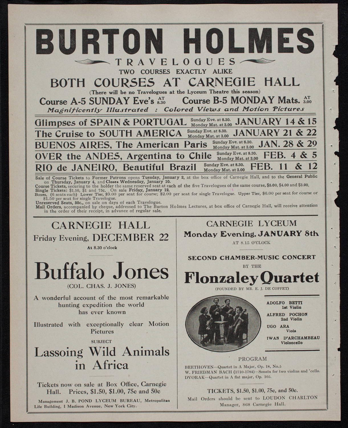 New York Philharmonic, December 17, 1911, program page 10